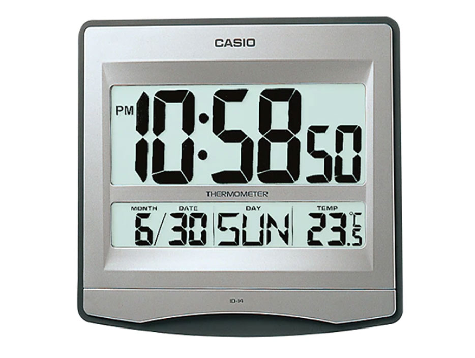 ساعة حائط رقمية من كاسيو ID-14S-8DF مع ميزان حرارة